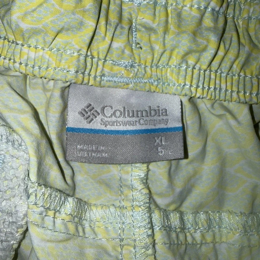 Columbia PFG Swim Shorts‎ Mens XL Yellow Fish Scale Mesh Lined Fishing Trunks